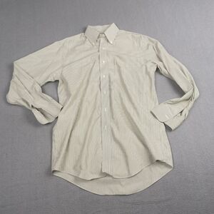 Brooks Brothers Dress Shirt Men ize 14 1/2 32 Green Striped Long Sleeve Casual